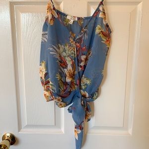 Active USA floral wrap crop cami